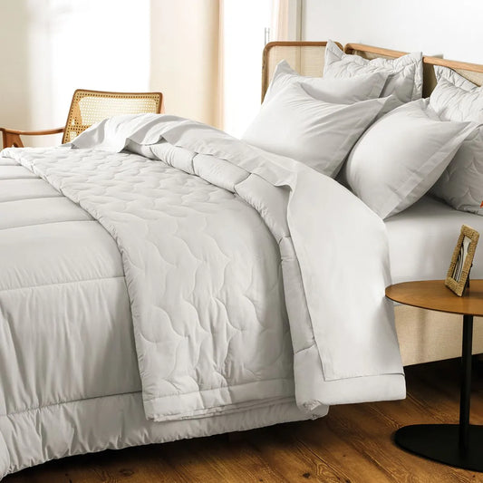 Juego de Cama Tamaño Queen, 200 Hilos, 100 % Algodón, tono blanco