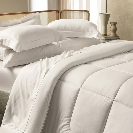 Juego de Cama Tamaño Queen, 300 hilos, 100 % algodón, blanco Bossa