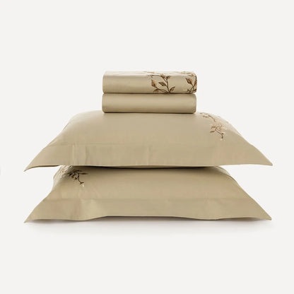 Juego de Cama Tamaño Queen de 300 Hilos con Bordado, 100 % algodón, Carmela