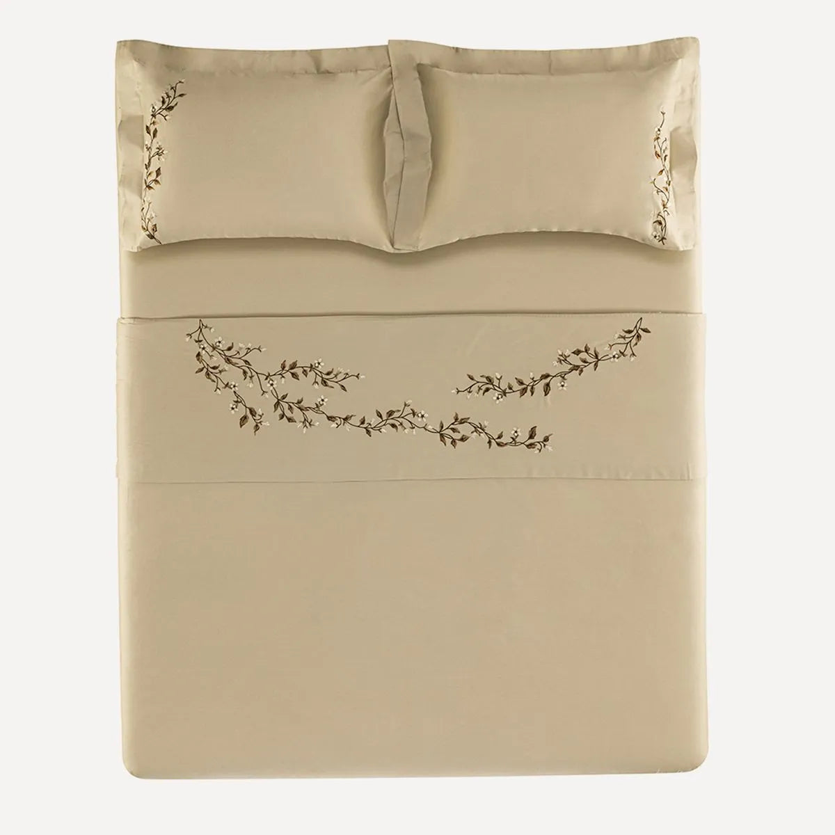 Juego de Cama Tamaño Queen de 300 Hilos con Bordado, 100 % algodón, Carmela