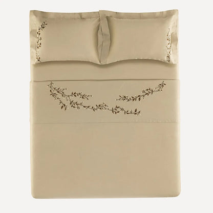 Juego de Cama Tamaño Queen de 300 Hilos con Bordado, 100 % algodón, Carmela