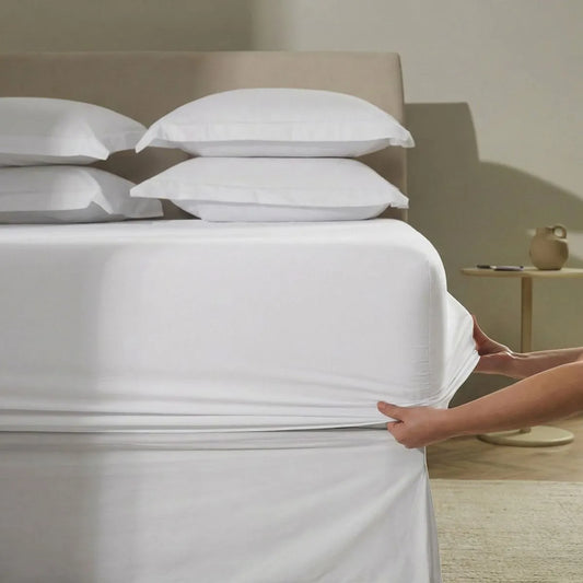 Sábana Ajustable Tamaño Queen, 100 % algodón, color blanco