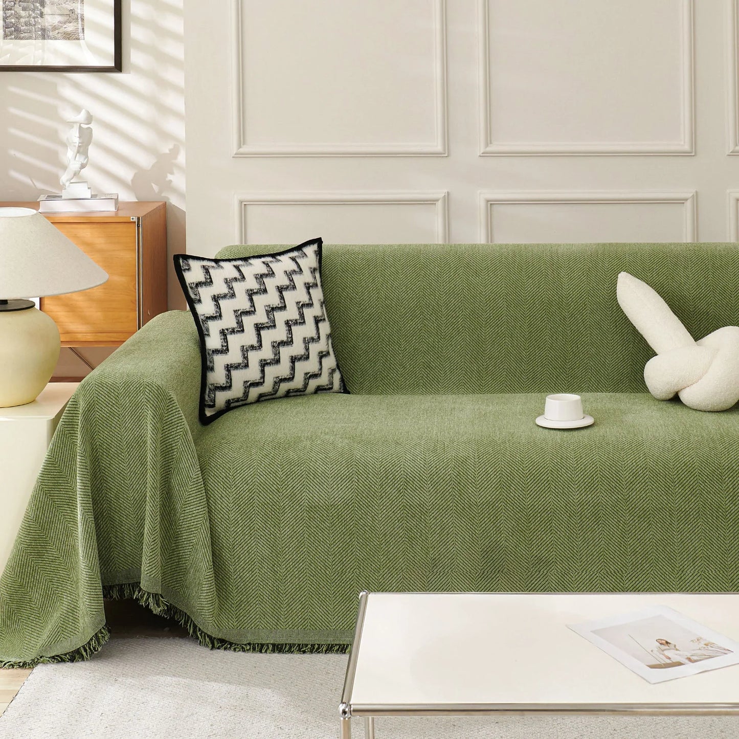 Funda de Sofá Minimalista Multifuncional, suave y transpirable, con diseño de espiga, para mascotas – Protector de sofá de tela