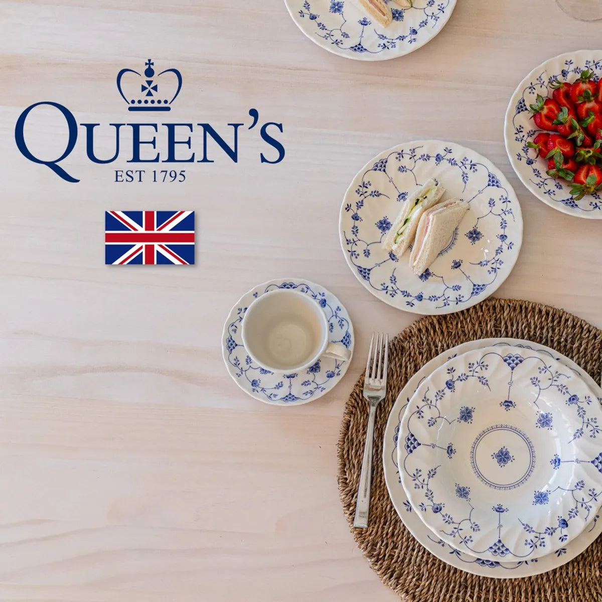 Juego Cerámica 30 Piezas Finland Blue Queens