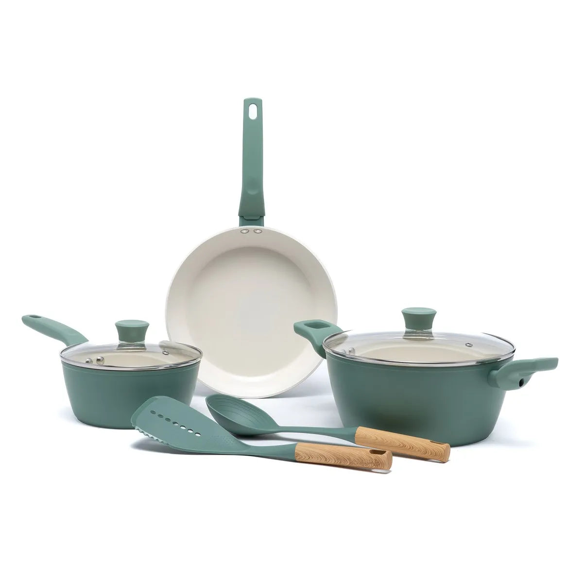 Batería De Cocina 7 Piezas Antiadherente Cerámico Esencial Mica