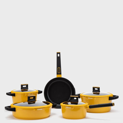 Batería De Cocina Antiadherente Preston 9 Piezas Amarilla Wurden