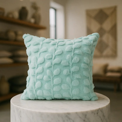 Cubre cojín 45x45 turquesa floral esponjosa sofá 674