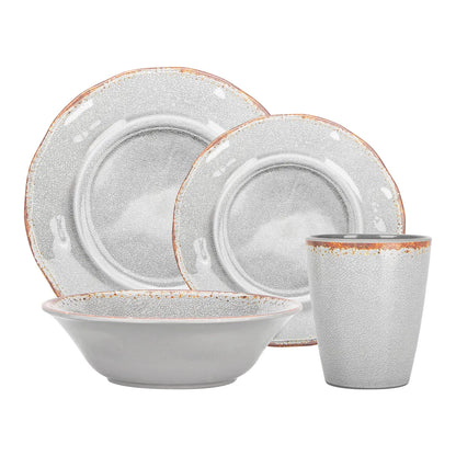 Set 16 Pcs Juego De Vajilla Completo Melamina Color Gris Chef Choice