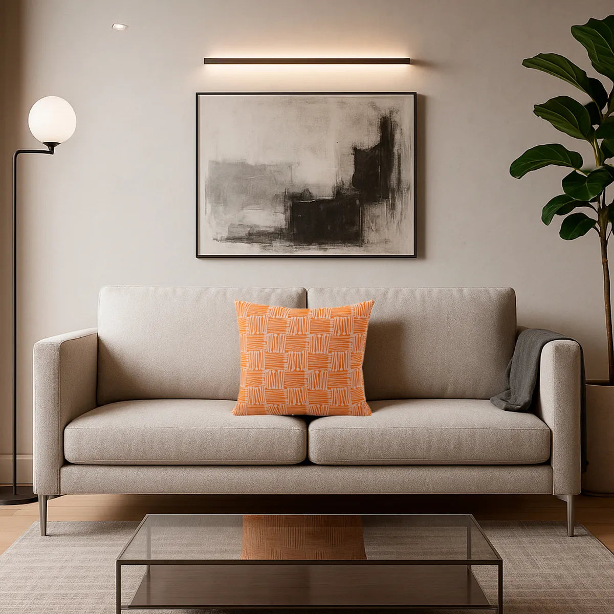 Funda cojín decorativa naranjo 45x45 sofá dormitorio 694