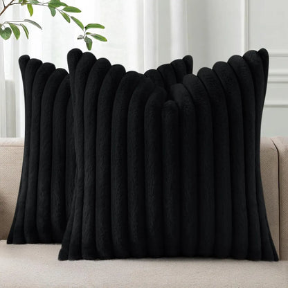 Fundas De Cojines Set X2 Cama Sillon Suave Negro 45 X 45 Almohada