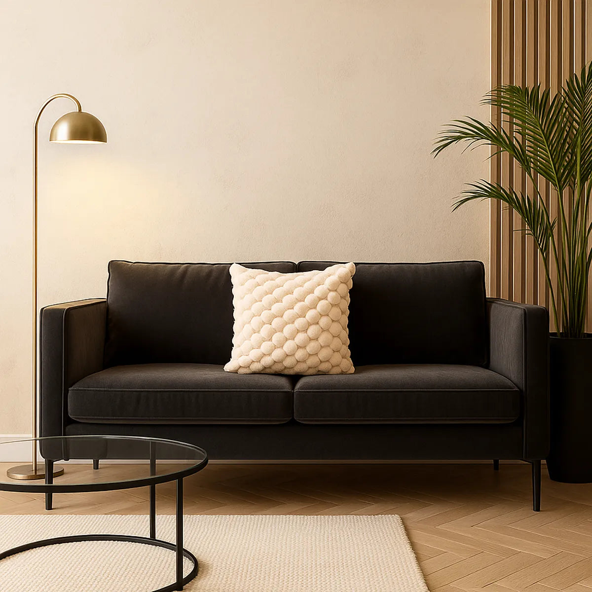 Funda de cojín beige 45x45 textura burbuja sofá 651