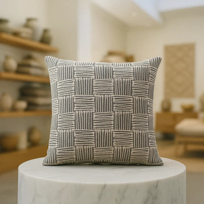 Funda cojín decorativa gris 45x45 sofá dormitorio 694