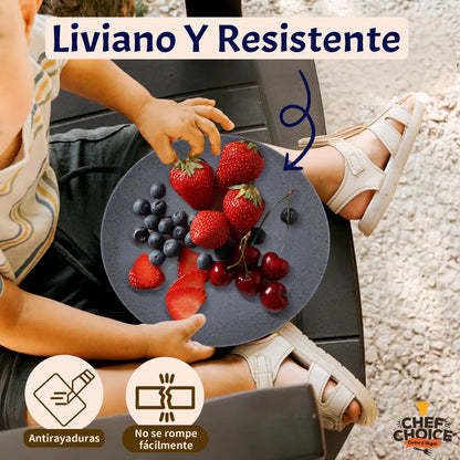 Set 16 Pcs Juego De Vajilla Completo Melamina Gray Speckled