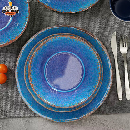 Set 16 Pcs Juego de Vajilla Completo Melamina Color Azul Chef Choice