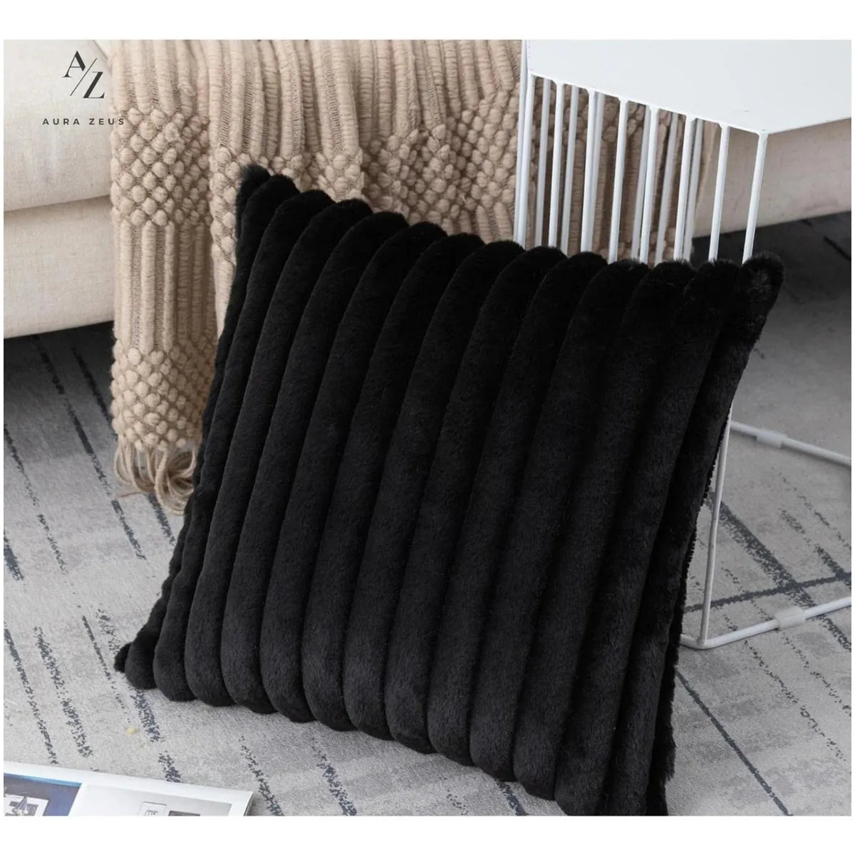 Fundas De Cojines Set X2 Cama Sillon Suave Negro 45 X 45 Almohada