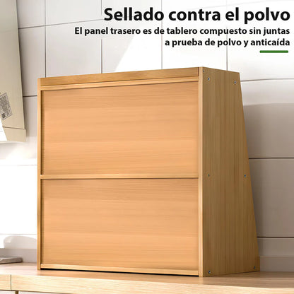 Gabinete de Bambú 2 Niveles Organizador Cocina Panera Multifun