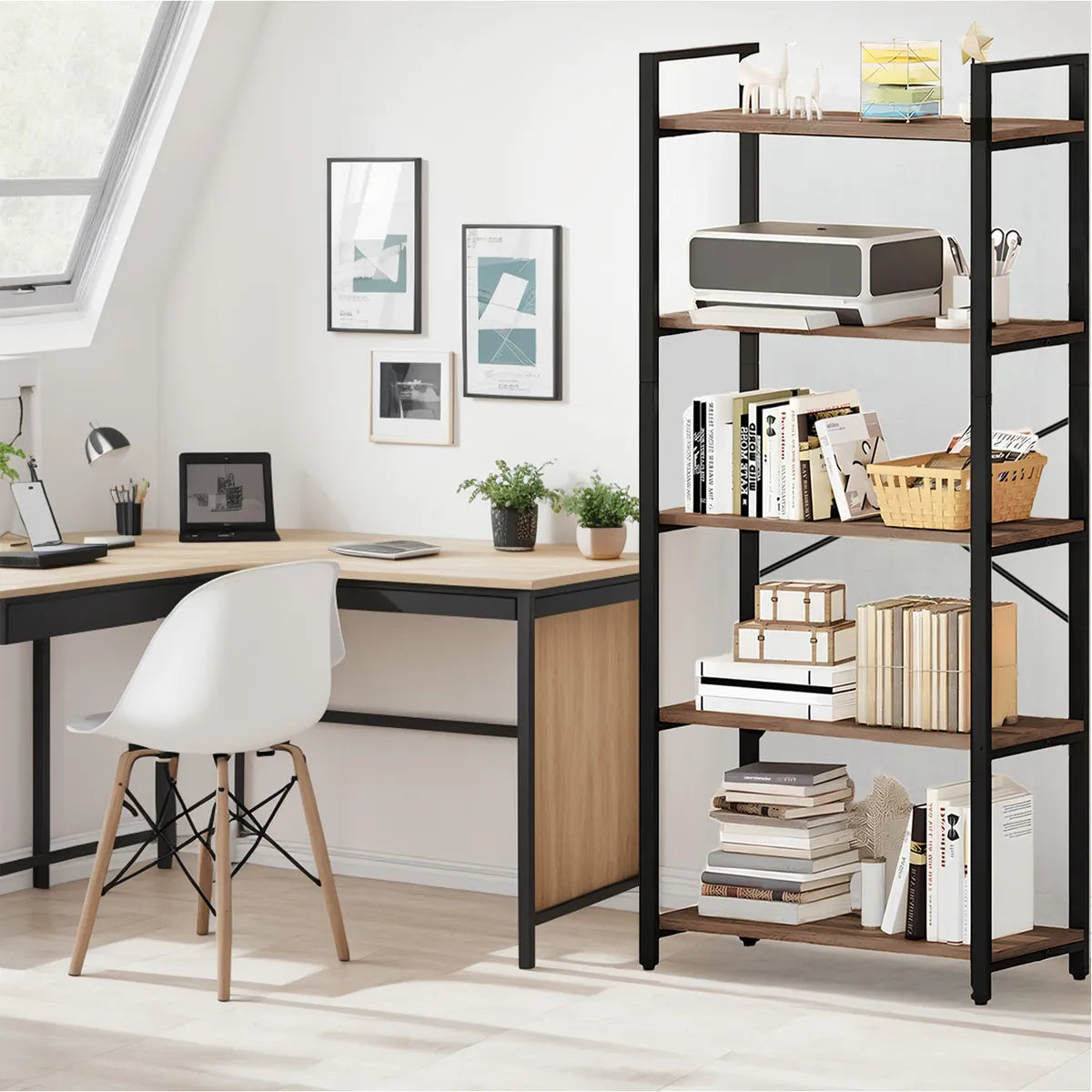 ROHE Estante de 5 Repisas Multiuso 152x72x33cms Marrón