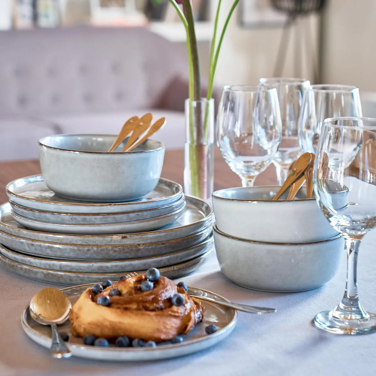 Juego de Loza 16 Piezas Cerámica Seul Gris 4 Personas