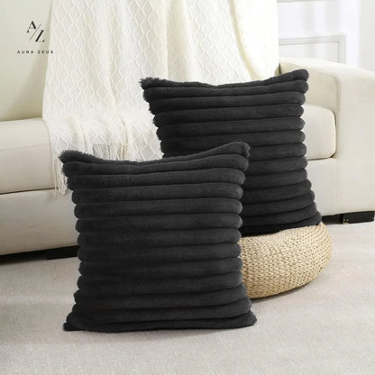 Fundas De Cojines Set X2 Cama Sillon Suave Negro 45 X 45 Almohada