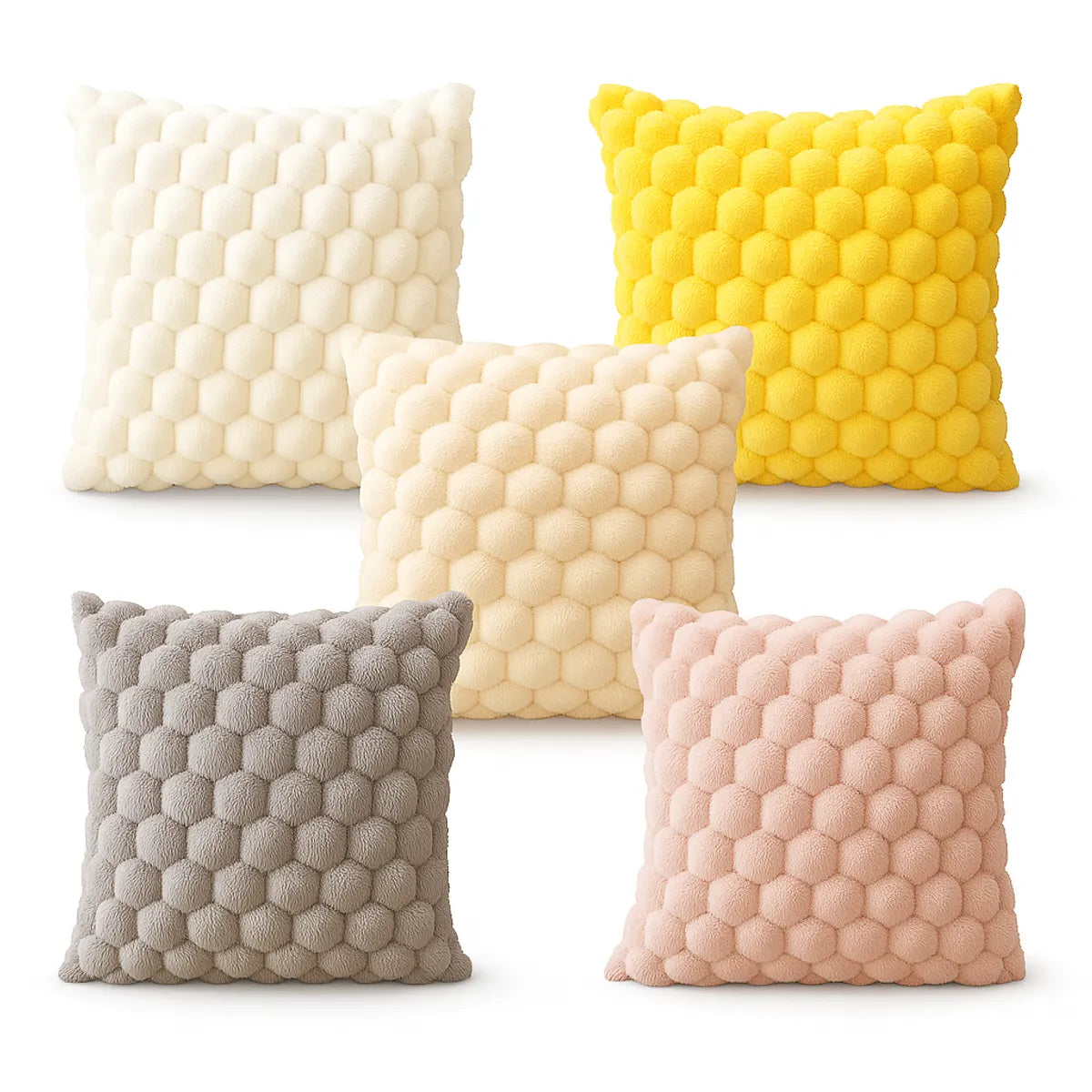 Funda de cojín beige 45x45 textura burbuja sofá 651