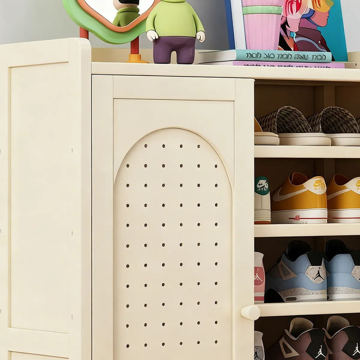 Zapatero Organizador De Bambú De 7 Niveles Y 3 Puertas