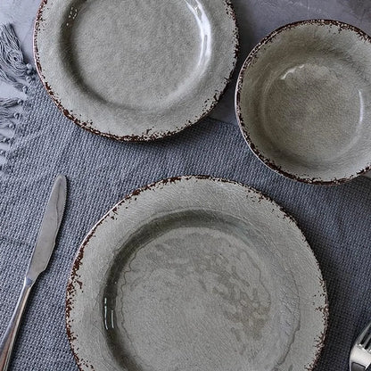 Set 16 Pcs Juego De Vajilla Completo Melamina Color Gris Chef Choice