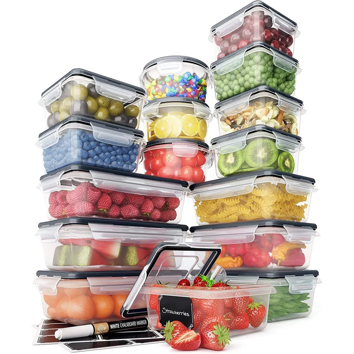Set 12 Organizador Para Refrigerador Y Cocina Contenedores Con Tapa