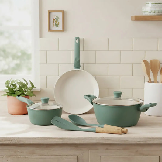 Batería De Cocina 7 Piezas Antiadherente Cerámico Esencial Mica